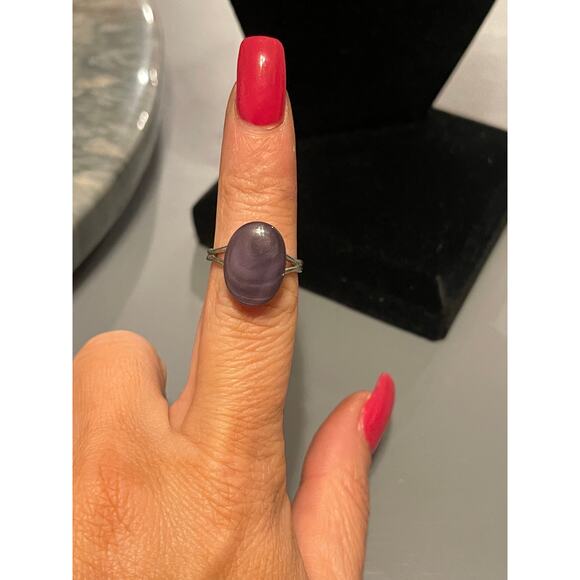Vintage Sterling Silver Russian Natural Charoite  Purple Stone Ring - Picture 1 of 6